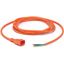 AC MAINS POWER CORDSET IEC C14 male - bare ends, 5 metres, orange