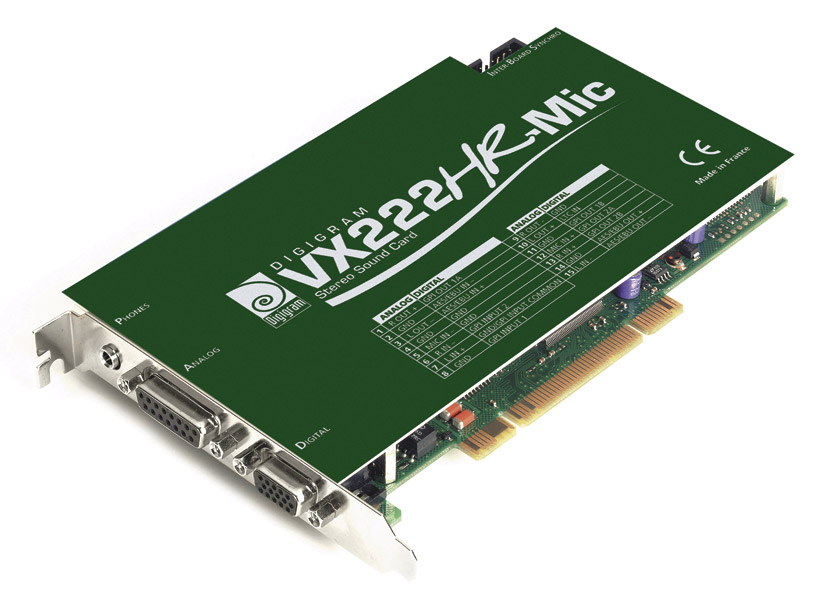 DIGIGRAM DGVX222MIC SOUND CARD PCI, 4 channel analogue line and AES/EBU, in/out, microphone in