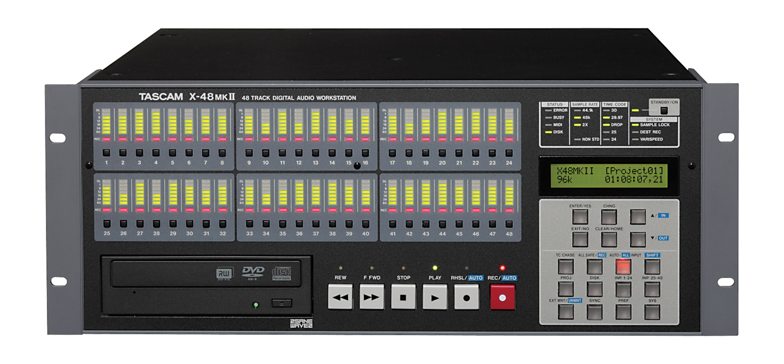 TASCAM X48MKII 48TRACK DIGITAL AUDIO WORKSTATION 1TB HDD, 96kHz/24bit, BWF, SMTPE, MIDI, 4U