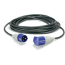 HEAVY DUTY AC MAINS POWER LEAD 16 Amp, black rubber, 10 metres