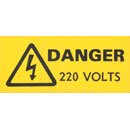 WARNING LABEL Danger - 220 volts