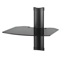 OMNIMOUNT TRIA 1 WALL SHELF SYSTEM 1x black glass shelf, 13kg max, black spine, 419mm high