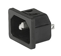 SCHURTER AC MAINS POWER CONNECTOR, IEC Male, panel 1.5mm, snap-in