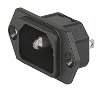 SCHURTER AC MAINS POWER CONNECTOR, IEC Male, panel, flange, 2 hole