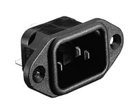 BULGIN PX0575/15/28 IEC MAINS CONNECTOR Male panel, snap-in fixing