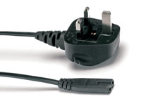 AC MAINS POWER CORDSET  IEC-C7 female - UK 13A, 3 metres, black