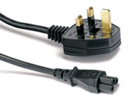 AC MAINS POWER CORDSET  IEC-C5 female - UK 13A, 2 metres, black