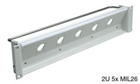 TAILGATE PANEL Angled 2U 5x MIL26 plug / socket, grey