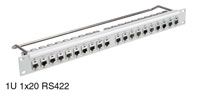 RS422 PATCH PANEL 1U 1x20 way 9-way D-sub female - RJ45, grey