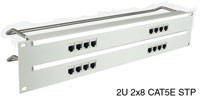 CAT6 RJ45 PRO PATCH PANEL 2U 2x8 screened, grey