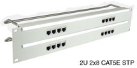 CAT5E RJ45 PRO PATCH PANEL 2U 2x8 screened, grey