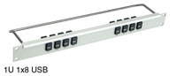 USB TERMINATION PANEL 1U 1x8 A (front) - B (rear), grey