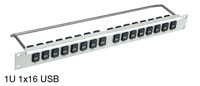 USB TERMINATION PANEL 1U 1x16 A (front) - B (rear), grey