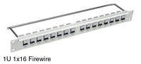FIREWIRE FEEDTHROUGH PATCH PANEL 1U 1x16, grey