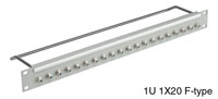 F TYPE TERMINATION PANEL 1U 1x20 F type 75 ohm, black