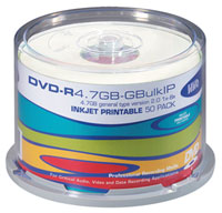 HHB DVD-R 4.7GB BULK Inkjet surface (pack of 50)