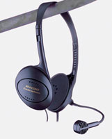 AUDIO TECHNICA ATH-COM2 HEADSET Stereo, 40 ohms, dyn mic, 3.5mm 3p + 2p jacks, adapters