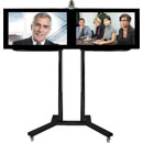 B-TECH BT8510/BB FLAT SCREEN FLOOR STAND/TROLLEY Dual universal, 2x 32-38 inch, black poles
