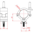 DOUGHTY IP57411 MAMMOTH HOOK CLAMP With M12 x 45 bolt and wingnut, all weather, black
