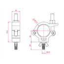 DOUGHTY T58086 HOOK CLAMP With M12 x 50 bolt and wingnut, black