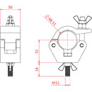 DOUGHTY T57200 HOOK CLAMP With M12 x 50 bolt and wingnut, silver