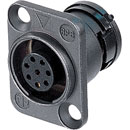 NEUTRIK ORP8F NEUTRICON Panel socket, black, with insert and NEUTRICON Female solder contacts