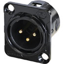 REAN RC3MDL-B XLR Male panel connector, black shell, gold-plated contacts, 3-pin