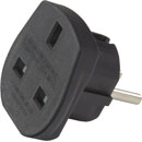 MAINS ADAPTER UK 3-pin female to Schuko male, 13A, 240V, black