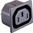 BULGIN PX0783/15/28 IEC MAINS CONNECTOR C13 type, female, panel, shuttered, snap-in fixing