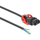 IEC-LOCK AC MAINS POWER CORDSET IEC-Lock+ C13 female - bare ends, 3 metres, black