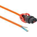 IEC-LOCK AC MAINS POWER CORDSET IEC-Lock+ C13 female - bare ends, 3 metres, orange