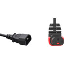 IEC-LOCK AC MAINS POWER CORDSET IEC-Lock vertical up C13 female - IEC C14 male, 1 metre, black