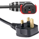 IEC-LOCK AC MAINS POWER CORDSET IEC-Lock horizontal right C13 female - UK 13A, 3 metre, black