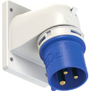 PCE 77713-6 SPLASHPROOF 16A PANEL MOUNTING APPLIANCE INLET, Angled, IP44, blue/grey