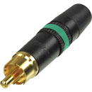 REAN NYS373-5 RCA (PHONO) PLUG Black shell, gold contacts, green ring