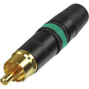 REAN NYS373-5 RCA (PHONO) PLUG Black shell, gold contacts, green ring