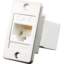 TUK PANEL MOUNT KEYSTONE RJ45 BACK-TO-BACK COUPLER Cat6, rear at 90 degrees to front, white