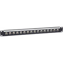 CANFORD CAT5e RJ45 PATCH PANEL, Economy, 1U, 1x16, Feedthrough, Screened,black