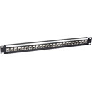 CANFORD CAT6A RJ45 PATCH PANEL, Economy, 1U, 1x24, Feedthrough, Screened, black