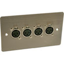 CANFORD CONNECTOR PLATE UK 2-gang, 4x XLR female, satin nickel