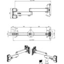 YELLOWTEC M!KA YT3228 MONITOR ARM SL Folding, 450mm radius, supports 15kg, silver