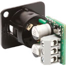 RDL AMS-XLRMA MODULE 3-pin male XLR connector, selectable mic/line level, 55Vdc phantom block