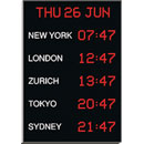 WHARTON 4700N/5.05.R.S.UK TIME ZONE CLOCK Vertical, 50mm red characters, surface mount, mains powere