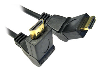 HDMI HIGH SPEED WITH ETHERNET CABLE, male - male, 1 metre, swivel gold connectors, black