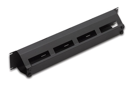 CANFORD CABLE MANAGEMENT PANEL Horizontal, 4 channel, with cover plate, 2U, black