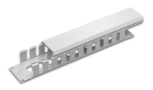 CANFORD CABLE MANAGEMENT PANEL Horizontal, 10 channel, with cover plate, 2U, grey