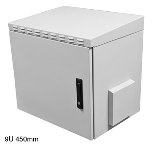 LANDE ES4554509/G-L WALL RACK CABINET IP55, 9U, 450d, with steel door, grey