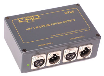 EMO E725 PHANTOM POWER SUPPLY P48, 2 channel, AC mains powered, free standing