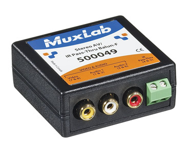 MUXLAB 500049 STEREO AV/IR PASS-THRU BALUN 3x female RCA, RJ45, terminal screws, female
