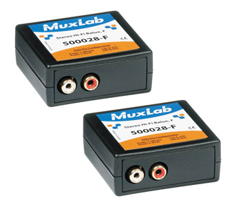 MUXLAB 500028-F-2PK STEREO HI-FI BALUN Dual female RCA, RJ45, pack of 2